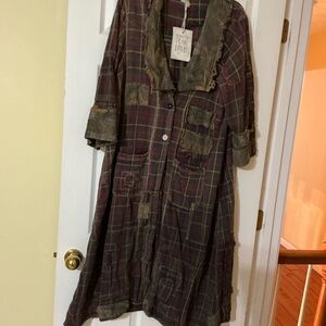 Magnolia Pearl Plaid Jacket in Haven Coat with leather accents